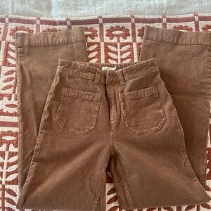 Faherty Wide-Leg Corduroy Pants in Warm Brown
